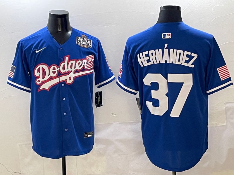 Men Los Angeles Dodgers #37 Hernandez Blue Second generation Joint Name Nike 2025 MLB Jersey style 6->los angeles dodgers->MLB Jersey